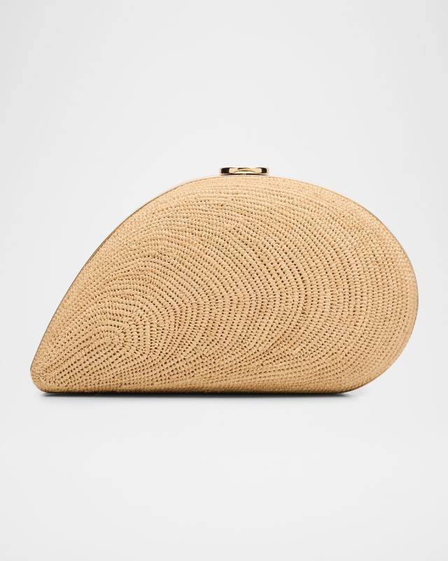 Bridget Raffia Oyster Shell Clutch Bag